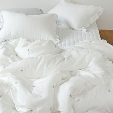 누블 리본 자수 먼지없는 워싱 마이크로 피치스킨 간절기 차렵이불