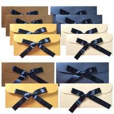 2Youngdesign 蝴蝶結裝飾紅包袋 4款 各3入, 12入, 金色+深藍色+古銅色+乳白色