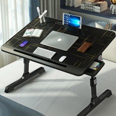 HOME RIMIUM 附抽屜可調式高度床邊桌, 格紋黑