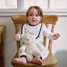 MaritheFrancoisGirbaud 新生兒小熊滿版印花連身衣 + 褲子 + 圍兜套組