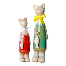 Mitra Shop母女貓咪 2種組, 紅色, 綠色