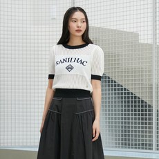 EGOIST 女款字母提花網眼短袖套頭衫 ER2BO408