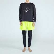 soleil 男士寬鬆版聚酯纖維長袖 + 內搭褲一體式短褲防曬衣套組