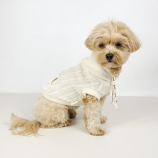 Grooming Dog 狗狗透氣針織連帽T恤, 1個, 象牙白