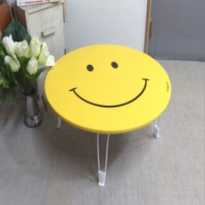 행복한 스마일 접이식 테이블 원형, 옐로우