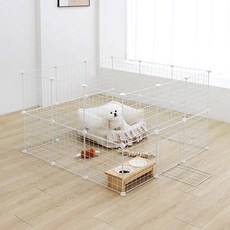 PET CHOICE DIY 圍欄 23片 + 鐵網門套組, 白色, 1套