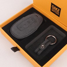 GMZ MOTORS 汽車鑰匙殼 汽車皮革智能鑰匙殼 Alcantara, 黑色, 現代 4鍵 HD01
