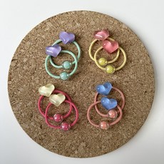 비솔 여아용 쁘띠 하트 머리끈 4종 x 2p 세트