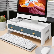 라라공방 서랍형 모니터 받침대 2단, 네이비