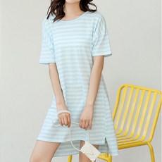 薄款棉質條紋產後孕婦連身裙