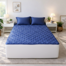 직접제작 60수 모달 미끄럼방지 돌 흙침대 패드 토퍼, 블루