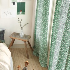 爆米花碎花亞麻窗簾, 綠色