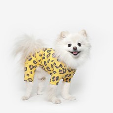 TUSTUS 狗狗豹紋連身衣, 黃色, 1個