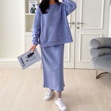 BORIMOM 孕婦長袖縮口居家T恤+高腰長裙 R157