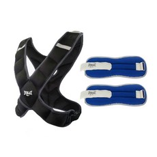 EVERLAST 加重步行重量背心 3.6kg+重量環帶 1.13kg 2入組, 黑色(背心)+藍色(環帶)