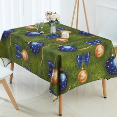 Market A 圖案角色聖誕桌布, 藍色球, 140 x 140 cm