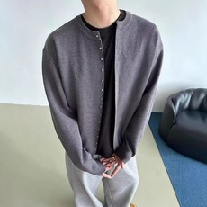 INFIOUS 男士素面時尚圓領開襟衫