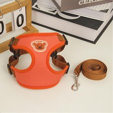 REDPUPPY 狗狗小熊寶寶胸背帶 + 牽繩組, 1套, 橘色