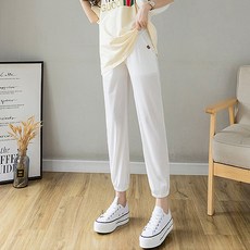 涼爽絲綢感寬版孕婦運動褲