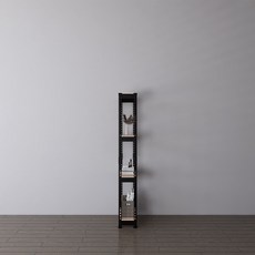 SPEEDRACK 窄型無螺栓鐵製縫隙置物架, 黑色, 4層