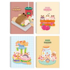 DADA SOSOFUN 兒童國小英文窄行線圈筆記本, 隨機出貨, 4個