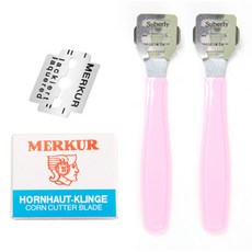 모모리빙 굳은살제거 발 각질 면도기 핑크 2p + 면도날 10p 세트, 1개입, 1세트