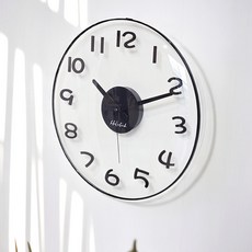 핫클락 컨벡스 유리 투명 입체 숫자 무소음 벽 시계 400mm, 블랙A형
