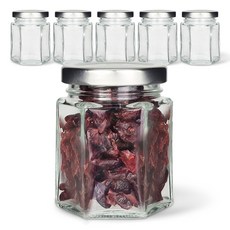 미르코리아 육각 밀폐용기 150 유리병 실버 120ml 6p +네이밍 스티커 8p 세트, 1세트