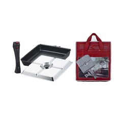 多功能方形煎鍋+可拆式手把+4格鍋蓋+收納袋, 280*322mm, 1套