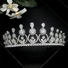 아름다운 튤립모양 셀프웨딩 티아라 sdm004, 실버, 1개