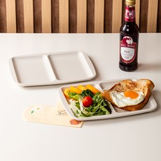 Attihome 纖體減重餐盤組合 奶油色 2入, 2個, 乳霜