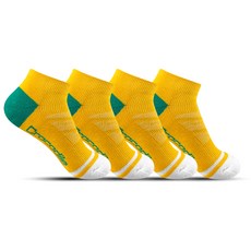크로커다일 여성용 스포츠 쿠션 캘리 스니커즈 양말 4족 세트, YELLOW, 1세트