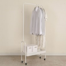 Market Plan 粉彩移動式手推車掛衣架 1層, 白色