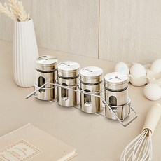 inbloom 不鏽鋼調味罐4件組, 1套, 調味罐 100ml(4入) + 收納架