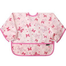 플리에 유아용 NEW 방수 긴팔 턱받이, 54핑크핑크리본, 1개, 1매