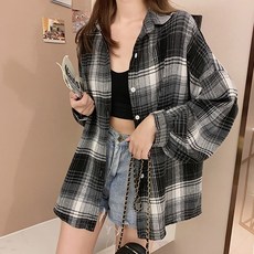 Lemon Soul 女款Bargen基本款寬鬆格紋襯衫
