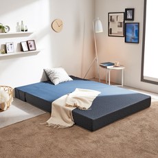 서광퍼니처 맥스 4단 접이식 매트리스 고급형 고탄성 스펀지, 써클 블루, 18cm