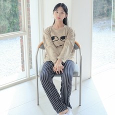 CocoDream 青少年用睏睏少女附胸墊長袖睡衣上下套裝