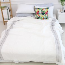 StoryEbul 條紋印花夏季薄被 2入組, 白色, 藍色