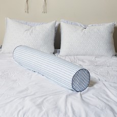 Rubber Tree I'm So Cool 泡泡紗長抱枕套組, 藍色格紋