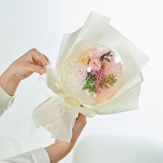 Maison de Flore 不凋謝鮮花 永生花 LED燈 壓克力氣球花束, 嬰兒粉