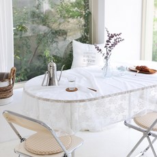 BELLELIFE Blossom 廚房蕾絲桌布, 白色, 4人座(130 x 180 cm), 1個