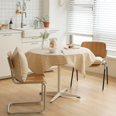 DECOTONIK 燕麥色中條紋塗層防水桌布, 2人(120 x 120 cm), 單一顏色