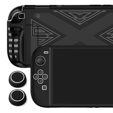 SPACE SHIELD 任天堂 Switch 2 兼容 怪獸 分離式 PC + TPU 硬殼 + 搖桿帽 2入組, 1套, 單一商品, 黑色