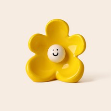 微笑花朵陶瓷花瓶 BRP1141, 黃色