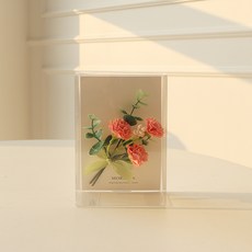 모리앤 조화 레터링 수채화를 닮은 미니꽃다발 박스, 살몬핑크, 1개
