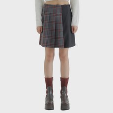 큐리티 C MIXED CHECK PLEATS SKIRT