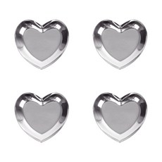 大韓商城迷你金屬托盤 4p, 愛心銀色