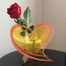 따니네 인테리어 아크릴 화병 ZSP040, 하트 옐로우