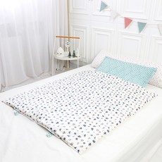 코니아일랜드 라텍스 어린이집 낮잠이불 세트 일체형, 블루(패드), 선인장 블루(이불)